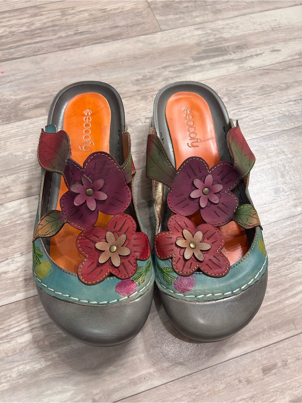 Socofy Colorful Floral Slip On Mules